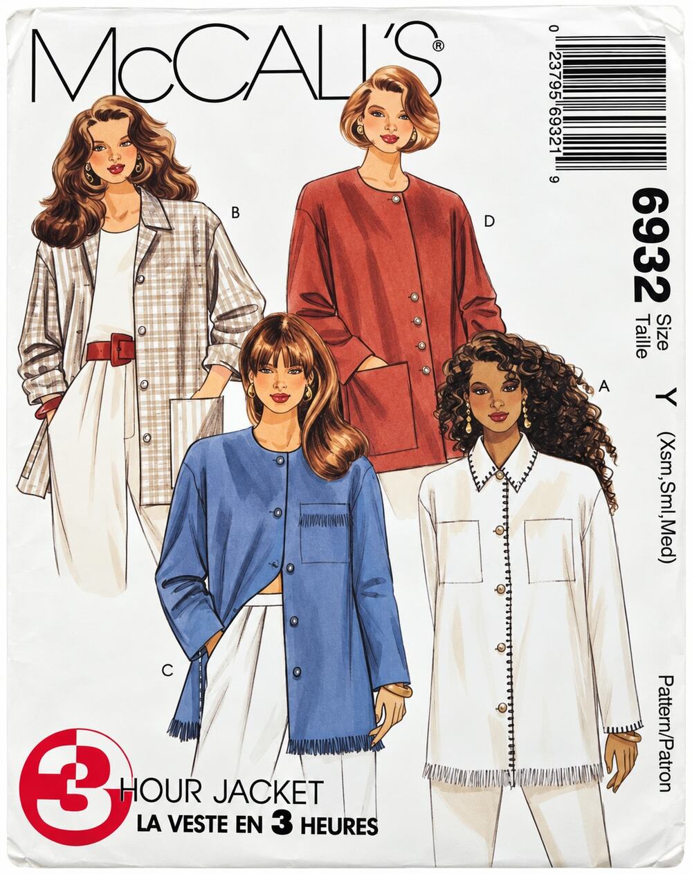 McCalls 6932 sewing pattern Unlined JACKET Petite Plus Sizes 6-14 UNCUT